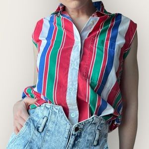Vintage 90s striped multi collared collared shirt. Size M.
